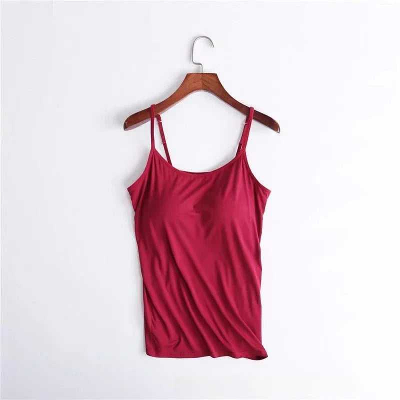 Women Cami Bra Top - Built-In Padded Bra Camisole Vest for Sleepwear, Home Wear & Casual Style