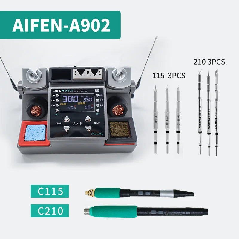 AIFEN A902 Soldering Station – Double Station C115, C210, C245 for Cell-Phone PCB & IC Repair Soldering Tools