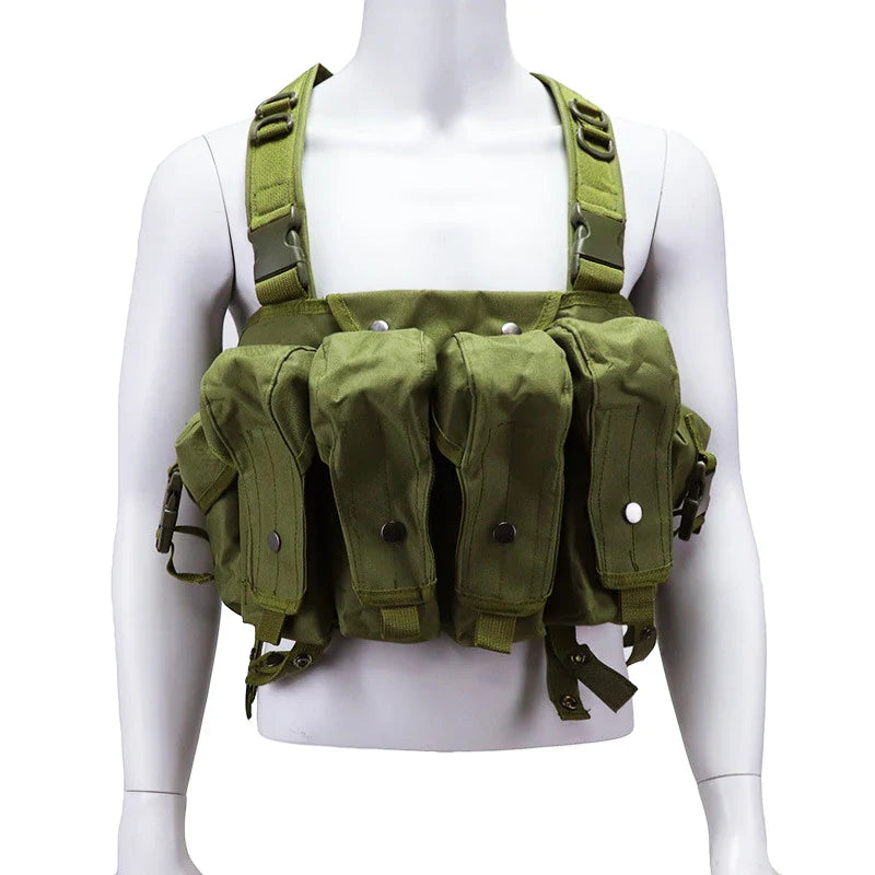 Tactical MOLLE Vest | Quick Release Hunting & CS Training Chest Vest with AK Belly Pockets