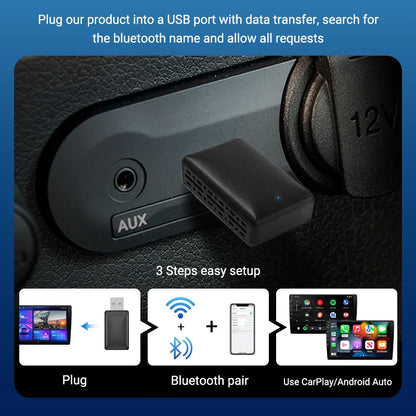 NEW Wireless Mini Box 2-in-1 Adapter - CarPlay & Android Auto Wireless Dongle with Smart Plug-and-Play, Bluetooth, and WiFi Fast Connect