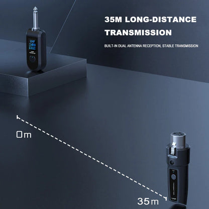 BOMGE UHF XLR Wireless Microphone Adapter System – Transmitter & Receiver for Dynamic Microphone, Guitar, Audio Mixer & PA System