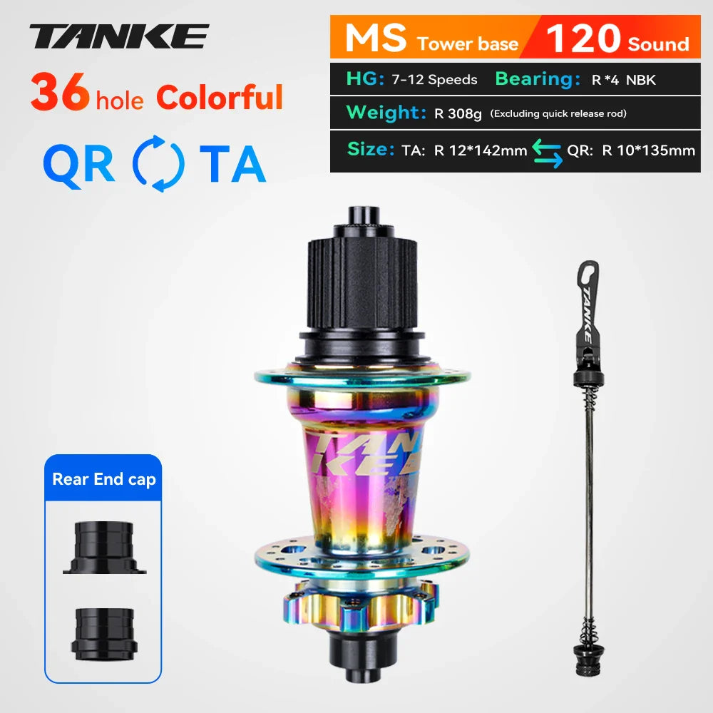 TANKE 120 Click MTB Hub – 6-Bearing Front & Rear Bicycle Hub for 7-12 Speed, 28/32/36 Holes, Disc Brake