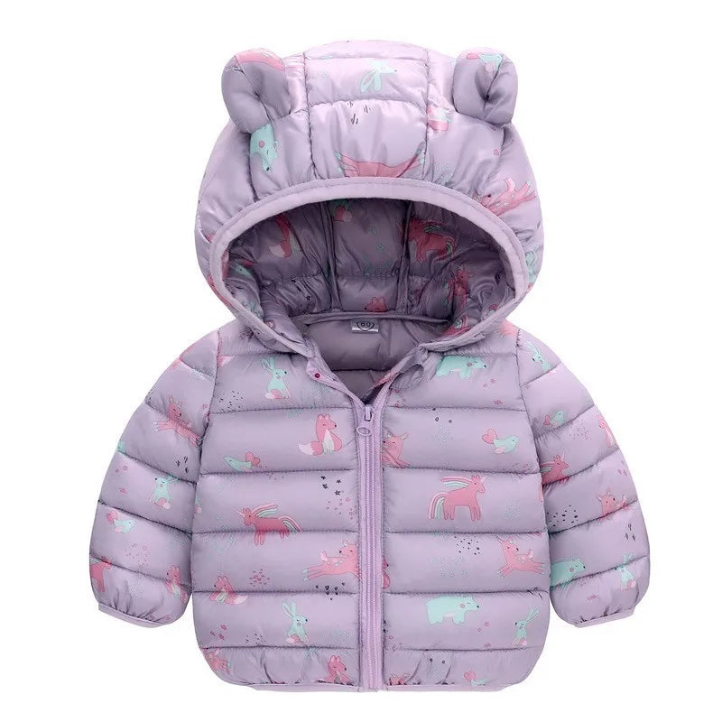Baby Lightweight Hooded Down Jacket – Warm Zipper Coat for Boys & Girls (0-5 Years), Winter Outerwear Gift