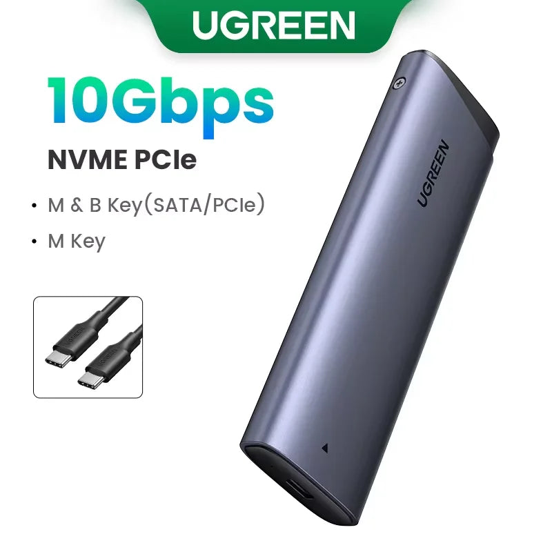 UGREEN M2 SSD Case – NVMe SATA Dual Protocol M.2 to USB Type C 3.1 Adapter, SSD Disk Box for PCIe NGFF & SATA SSD