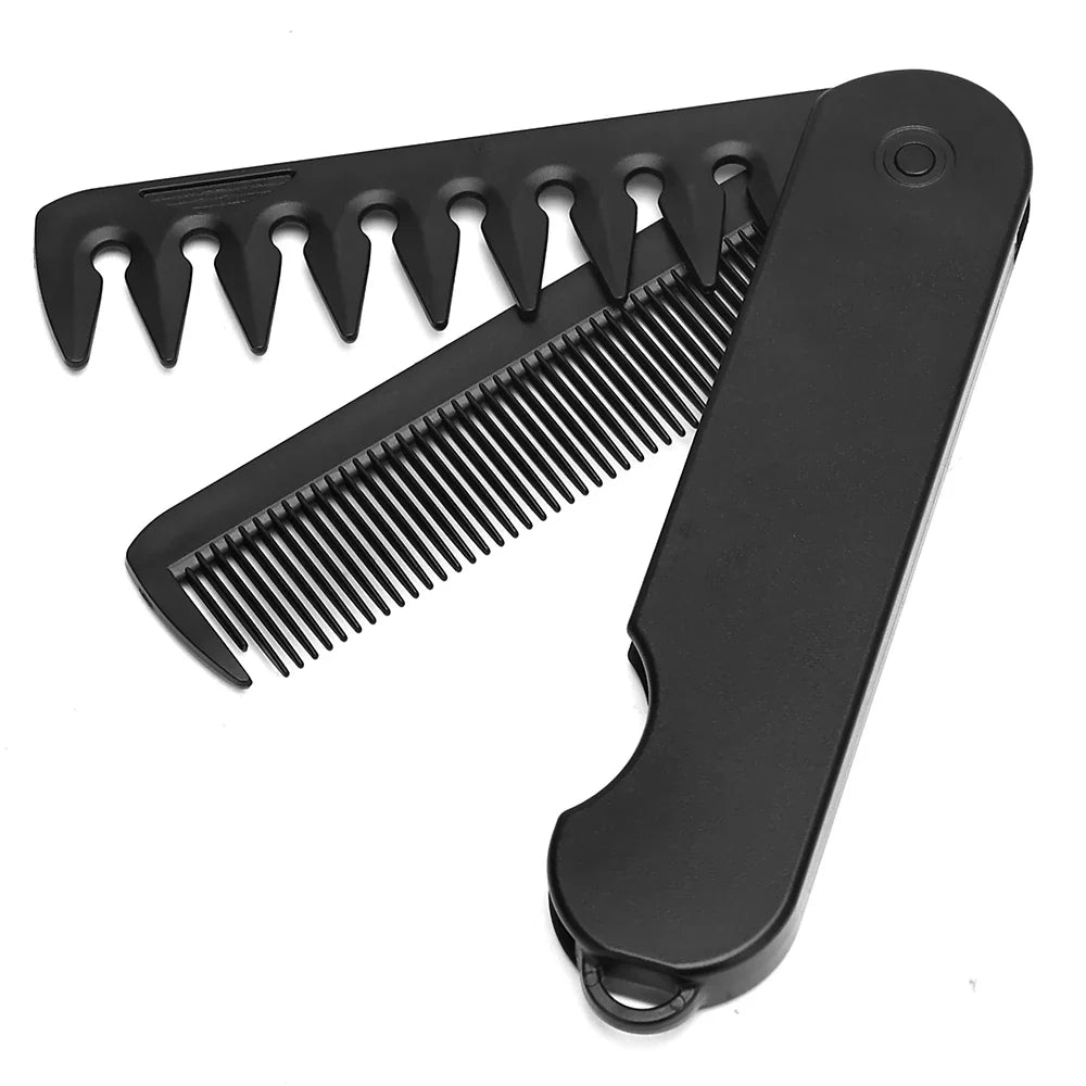 Multifunctional Folding Pocket Comb – Portable Wide Tooth Comb for Men’s Hair, Beard & Oil Head Styling