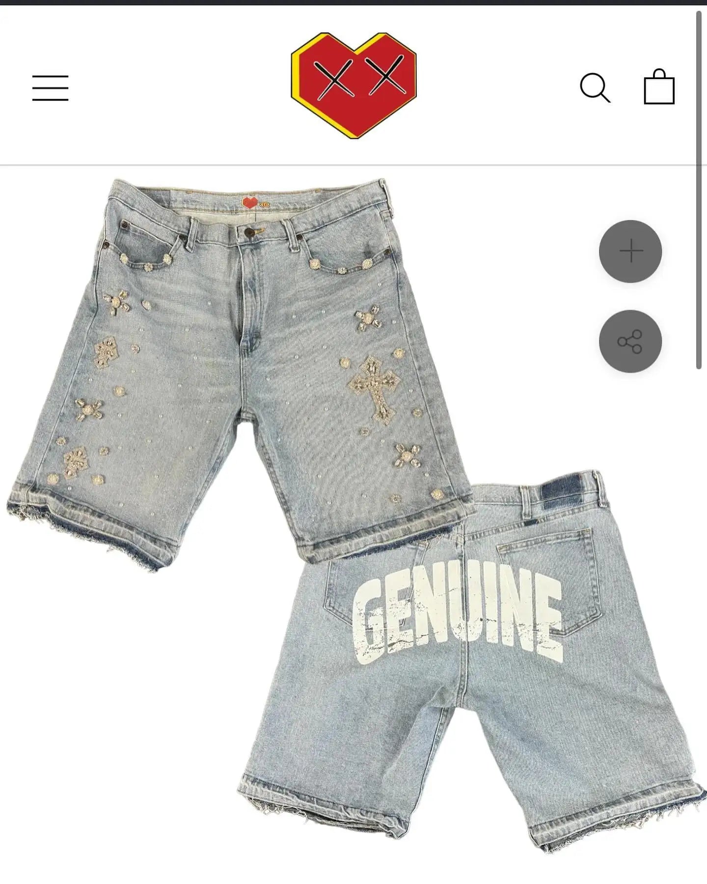 Y2K Gothic Rhinestone Denim Shorts — Diamond Cross Embroidered Hip Hop Jorts for Men & Women