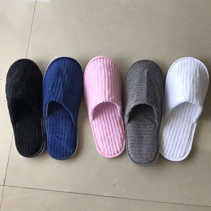 5 Pairs Mix Color Disposable Hotel Slippers – Cotton Non-Slip Slides for Men & Women Home, Travel, SPA & Hospitality Use