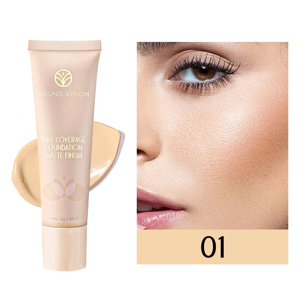 6-Color BB Cream Concealer – 30ml Liquid Foundation Primer with Natural Coverage for Face Brightening & Flawless Skin Finish