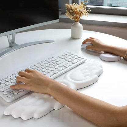 Keyboard & Mouse Wrist Rest Set – Angel Wing Memory Foam Ergonomic Non-Slip Support for Laptop & PC
