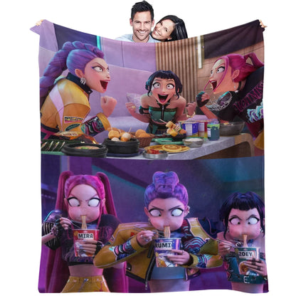 K-Pop Demon Hunters Flannel Blanket – 31 Styles Anime Throw for Home, Travel & Camping Fan Gift