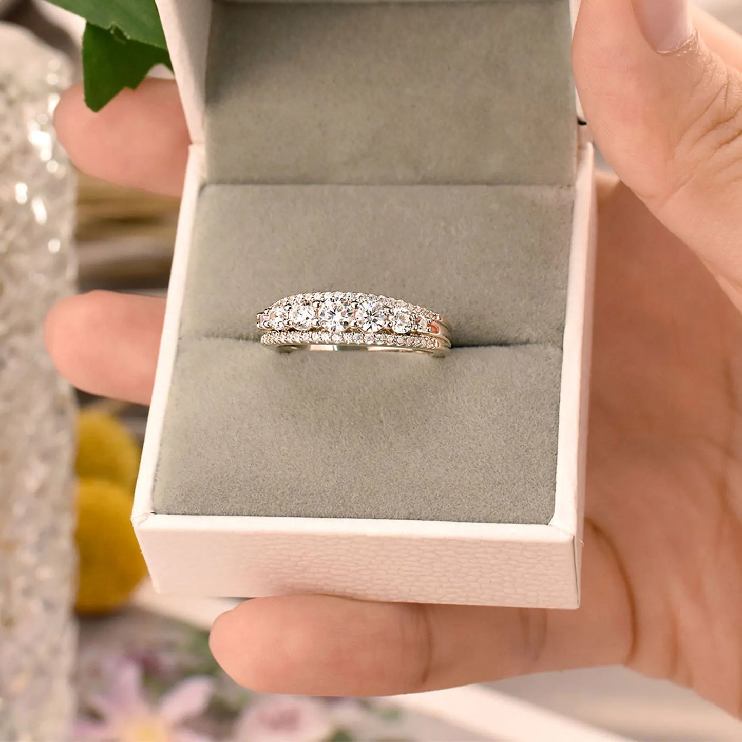 Newshe 925 Sterling Silver Eternity Ring — 1.1ct Round AAAAA CZ Wedding Band for Women, Sizes 4–13
