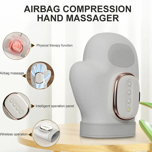 Electric Hand Massager Gloves - Portable Air Compression, Vibration and Heat Therapy for Hands, Fingers and Wrists