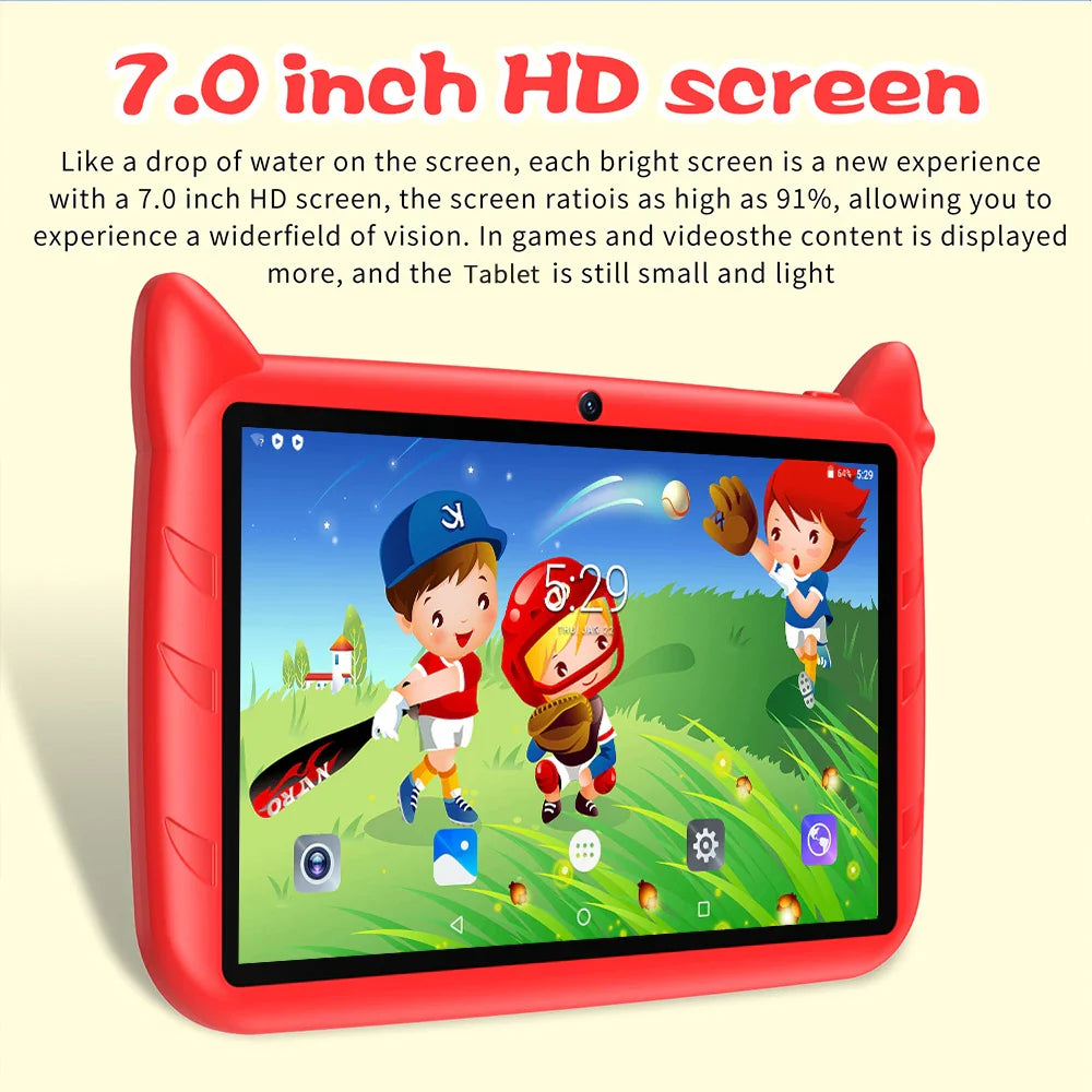 BDF 7-Inch Kids Tablet with Android 13 - 4GB RAM, 64GB ROM, 1TB Expandable, 5G WiFi, 4000mAh Battery, Dual Camera, Preloaded Kids Software