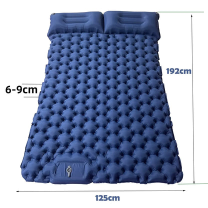 Double Camping Air Mattress with Pillow - Waterproof, Inflatable Sleeping Pad for Nature Hikes