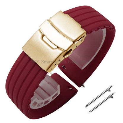 Quick Release Silicone Watch Strap 18–24mm – Sport Rubber Band for Huawei Watch GT2/3/4, Omega, Seiko, Fossil