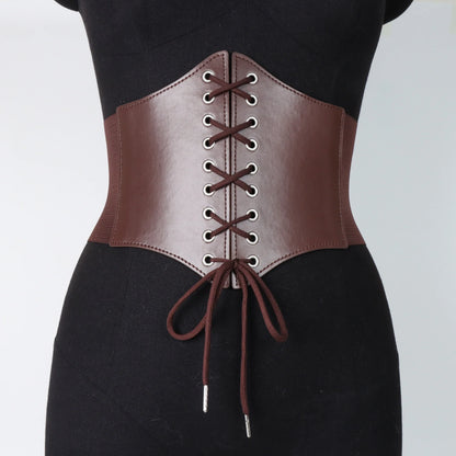 Medieval Wide Leather Armor Belt - Steampunk Waist Costume Accessory for Men & Women, Viking Knight Antique Waistband for LARP & Cosplay