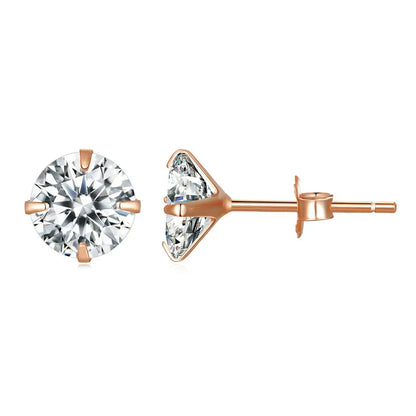 Bamoer 925 Sterling Silver CZ Stud Earrings – Platinum Plated Round Cubic Zirconia Barbell, Hypoallergenic, 4-7mm