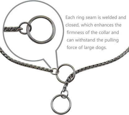 Gold, Black & Silver Dog Chain Collar – Heavy Link Copper-Plated Snake Choke Training & Show Slip Collar for Dogs