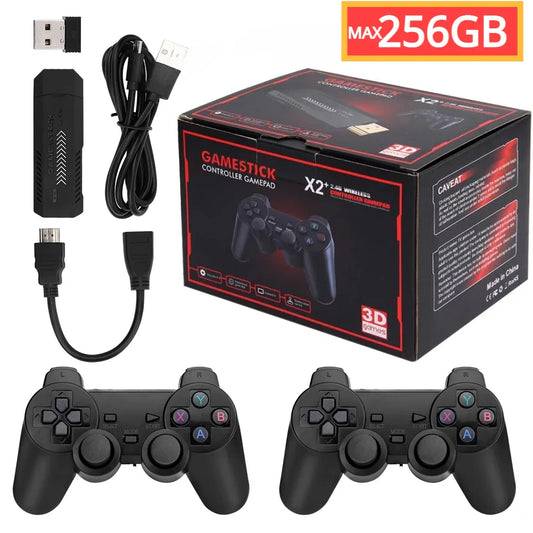 GD10 Plus 4K Game Stick Console – 256G, 58,000 Games, Dual 2.4G Wireless Controllers for N64/PSP/PS1/GBA