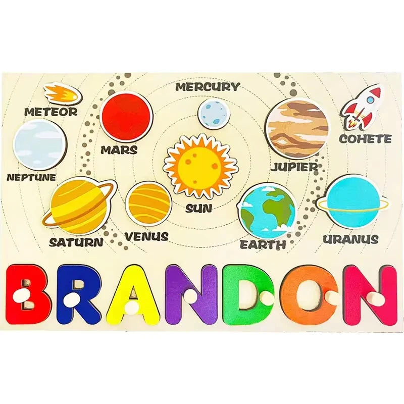 Montessori Personalized Wooden Name Puzzle — Custom Letter Board Educational Toy for Babies
