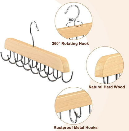 Wooden Belt Rack – Women’s & Men’s Clothes Storage Hanger for Belts, Scarves, Ties, and Wardrobe Organizer