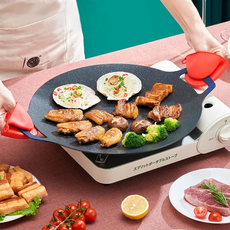 GIANXI Korean Round Non-Stick Grill Pan - Outdoor Travel Camping Frying Pan for Barbecue, BBQ Accessories