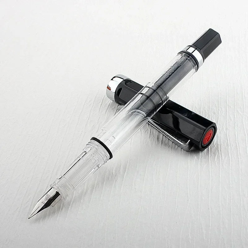 3059 Piston Fountain Pen – High-Quality Transparent Resin with EF/F Nib (0.38/0.5mm) for Business & Gift