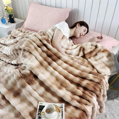 2025 Gradient Color Bubble Fleece Blanket – Double-Sided Milk Fleece Sofa & Air Conditioner Nap Blanket