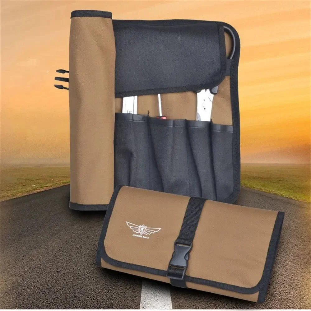 Oxford Cloth Portable Tool Roll – Foldable Wrench & Hammer Storage Pouch for Camping & Toolkit