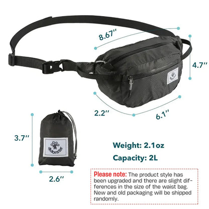 Hiking Waist Pack – Lightweight 2L Water-Resistant Fanny Pack with Adjustable Strap for Outdoor Adventures