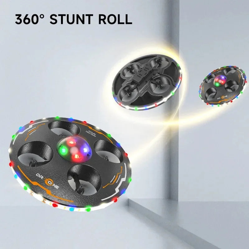 RC UFO Drone for Kids – 4-Axis Flying Saucer with Lights, 3 Batteries, Induction Control & Anti-Fall Foam Design