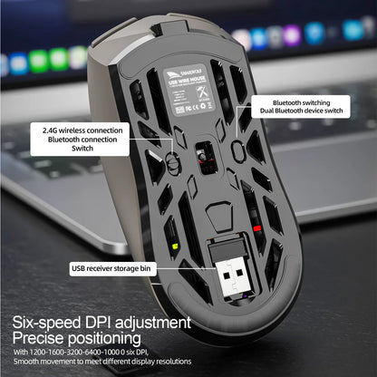 SmailWolf RS8 Wireless Gaming Mouse – Bluetooth & 2.4G, Lightweight E-Sports Mouse, 10,000 DPI, Triple Mode