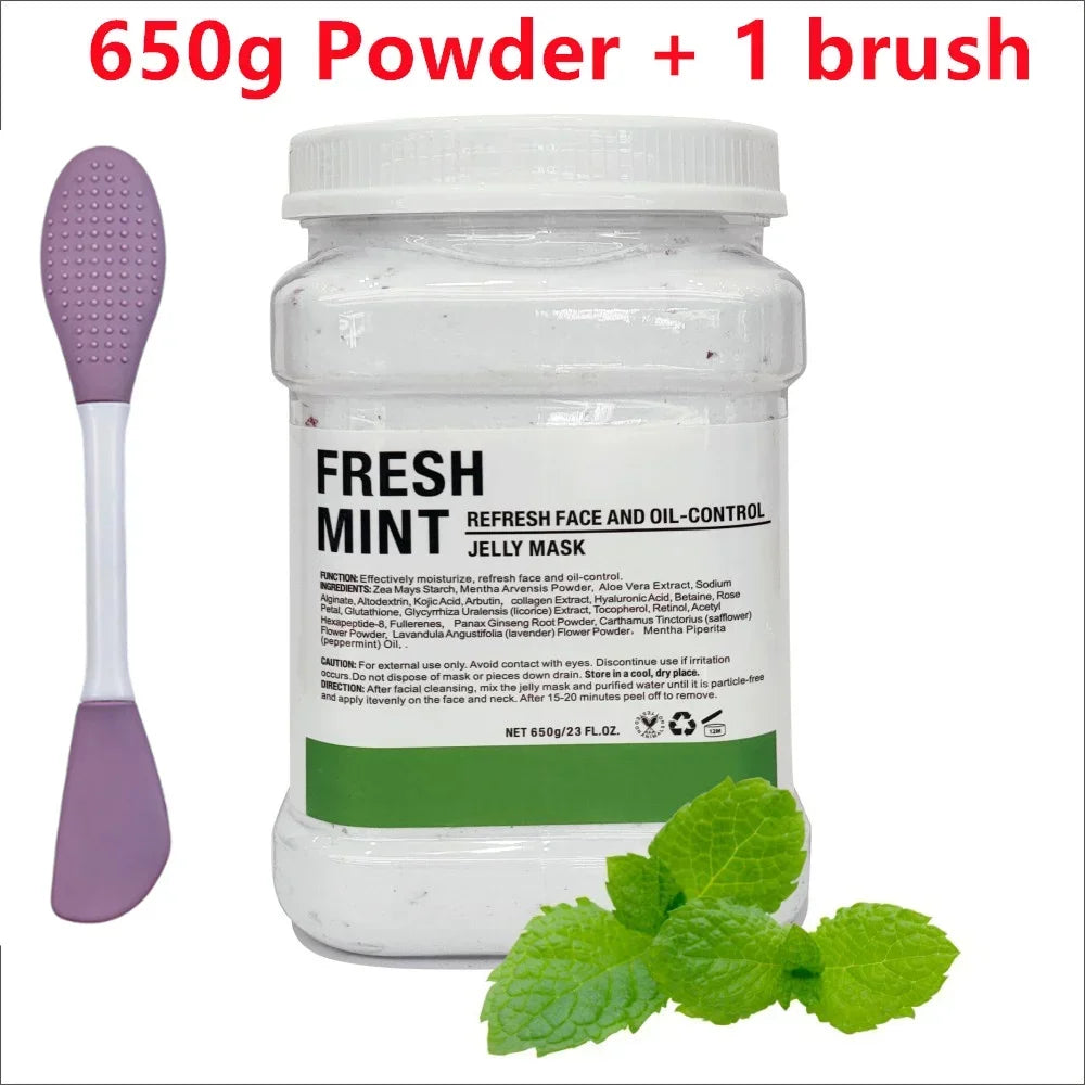 650g Chamomile & Hyaluronic Acid Facial Mask Powder – Moisturizing Rose Jelly Skin Care Mask with Silicone Brush for Elasticity Boost
