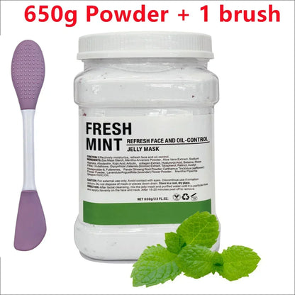 650g Chamomile & Hyaluronic Acid Facial Mask Powder – Moisturizing Rose Jelly Skin Care Mask with Silicone Brush for Elasticity Boost