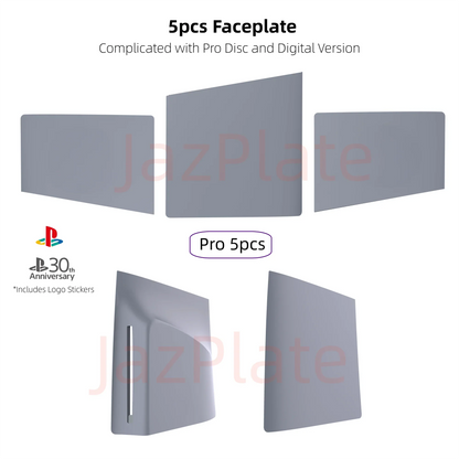 5-in-1 30th Anniversary Gray Faceplates for PS5 Pro – Disc & Digital Edition PlayStation 5 Cover Accessories