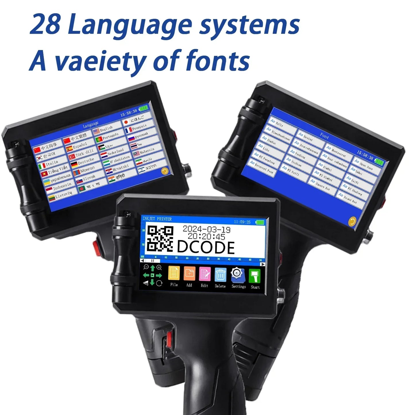 DCODE 1750PLUS Handheld Inkjet Printer – Portable 12.7/25.4mm QR Code, Barcode, Text, Date & Batch Number Printing Machine, Label Coding Device