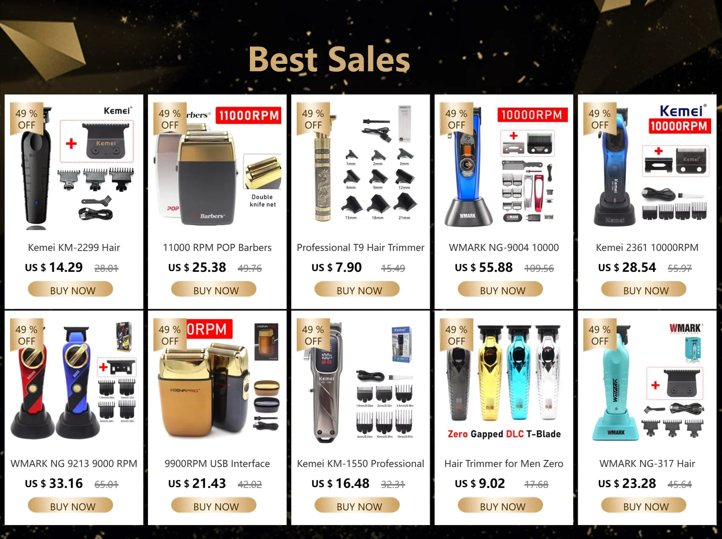 Kemei 2361 Professional Hair Clipper – 10000RPM Magnetic Motor, DLC Blade, Base Charger, Hair Trimmer for Men