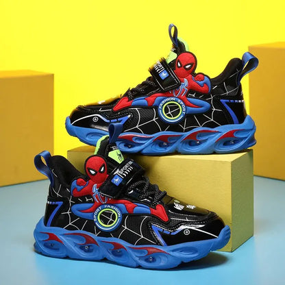 Disney Boys LED Shoes – Cartoon Sports Sneakers with Non-Slip Leather, Size 25-35, Perfect for Running