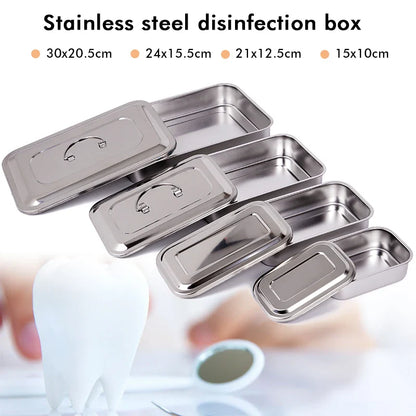 Stainless Steel Dental Instrument Tray with Lid – Medical Sterilization Box for Surgical Tools, Disinfection Storage Container