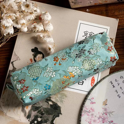 Retro Kawaii Pencil Case – Embroidery Pen Case with Golden Thread, Trousse School Supplies & Pencil Pouch