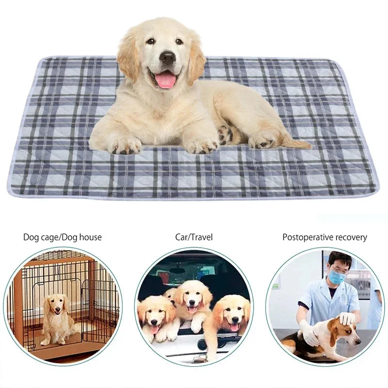 Washable Dog Pee Pad – Absorbent Reusable Plaid Pet Training Mat & Toilet Seat Cover (Home/Outdoor)