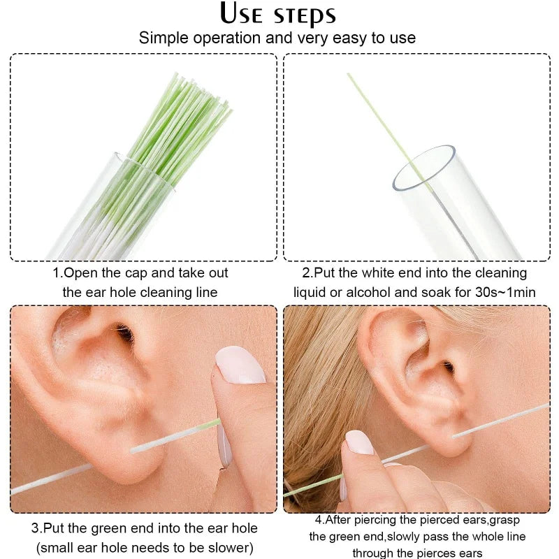 120/60pcs Ear Piercing Cleaning Tools – Disposable Ear Hole Cleaner Paper for Dirt & Odor Removal