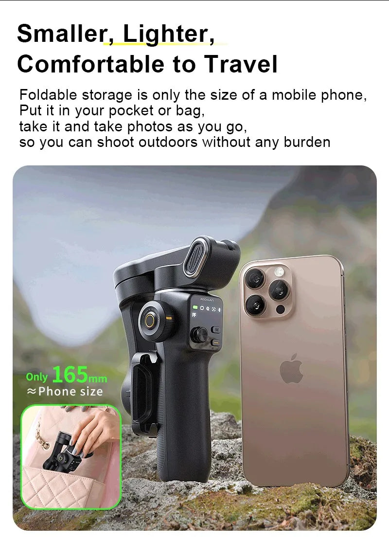 AOCHUAN Smart V8 3-Axis Handheld Gimbal – Phone Stabilizer with Extension Rod, Tripod & Face Tracking for iPhone, Android, TikTok & Vlog