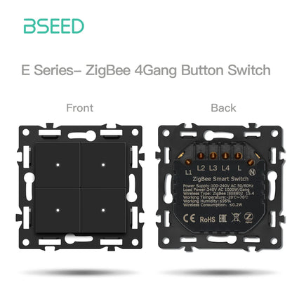 BSEED Zigbee Smart Wall Switch Parts – EU Power Outlet & Glass Frame DIY Combo