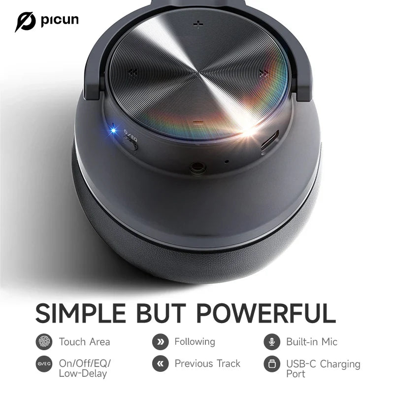 Picun B8 Bluetooth Headphones - 120H Playtime, Wireless Over-Ear Headset, 3EQ Mode, Low Latency, Hands-Free Calls