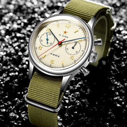 RED STAR 38mm Men's 1963 Chronograph Mechanical Watch – Pilot Air Force Aviation with Seagull ST1901 Movement & Sapphire Glass