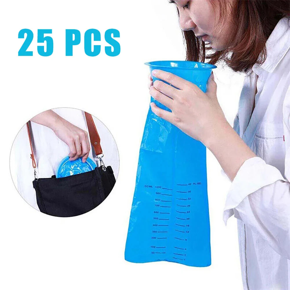 25 Pack Disposable Vomit Bags - Motion Sickness, Nausea, and Travel Vomit Bag for Car, Airplane