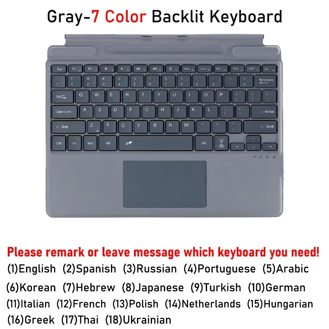 Backlit Bluetooth Keyboard with Trackpad – Wireless Teclado for Microsoft Surface Pro 3–11/X