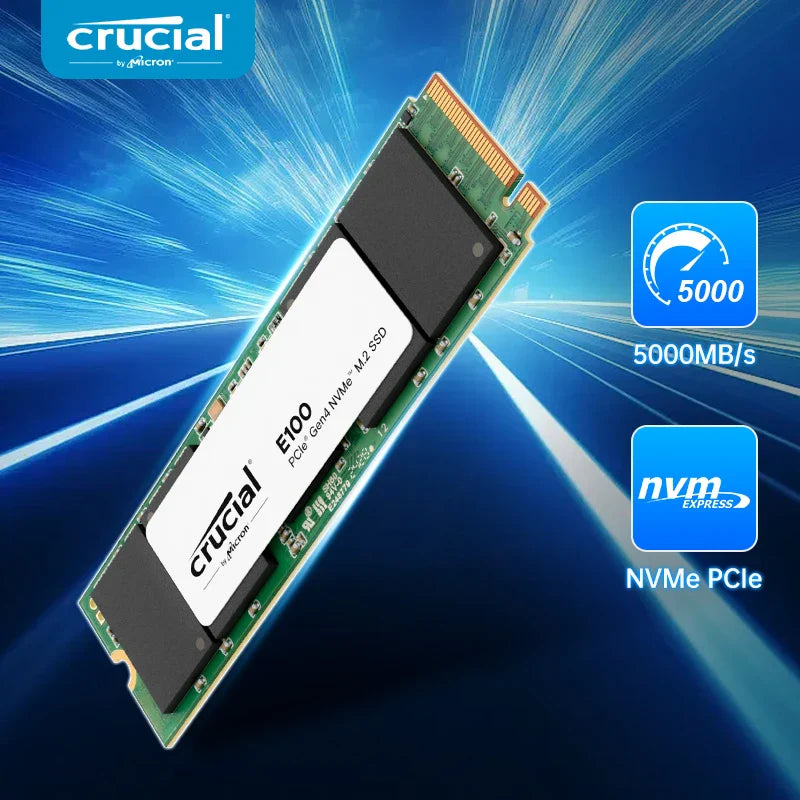 Crucial NVMe M.2 SSD – 480GB/1TB/2TB PCIe 4.0x4 5000MB/s for PS5, Laptop, PC