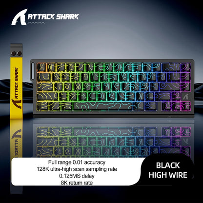 X68HE Attack Shark Magnetic Mechanical Gaming Keyboard – Wired Pro Gaming with 0.01mm Rapid Trigger, 8000Hz, SOCD/Rs 0.125ms
